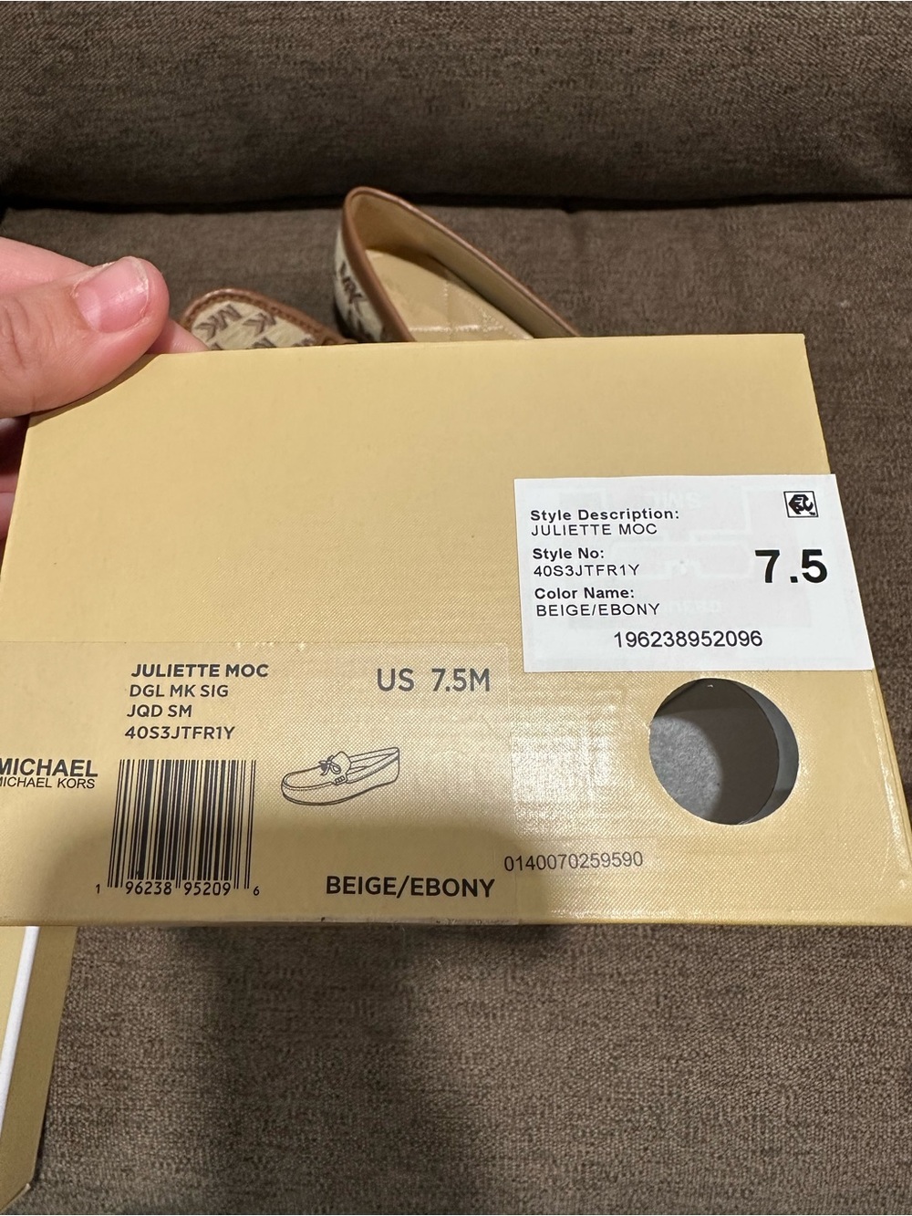Michael Kors Brown Logo Moccasin Driving Loafers - Beige/Brown - Picture 2 of 6